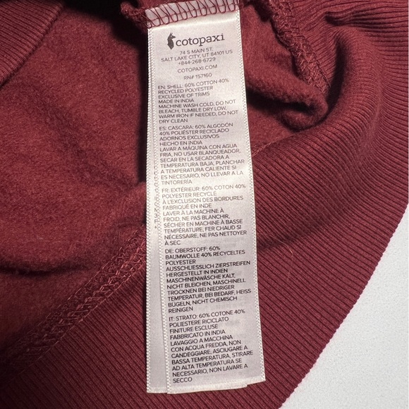 Cotopaxi Youth Crew Sweatshirt-Maroon -Size Large - Picture 6 of 6